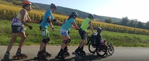 Rollers et fauteuil au marathon des Grands Crus en Bourgogne