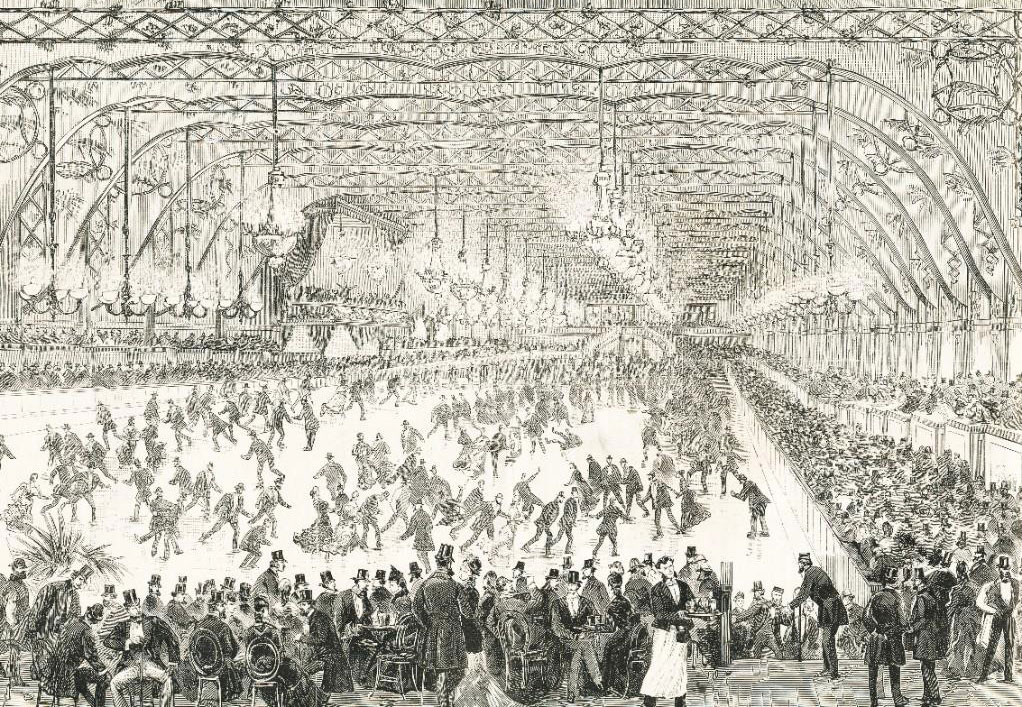 Skating-Palais de l’avenue du Bois de Boulogne. Réouverture du 2 mars 1878. L’Illustration, n° 1828, 9 mars 1878, p. 160. Coll. Debuisson.