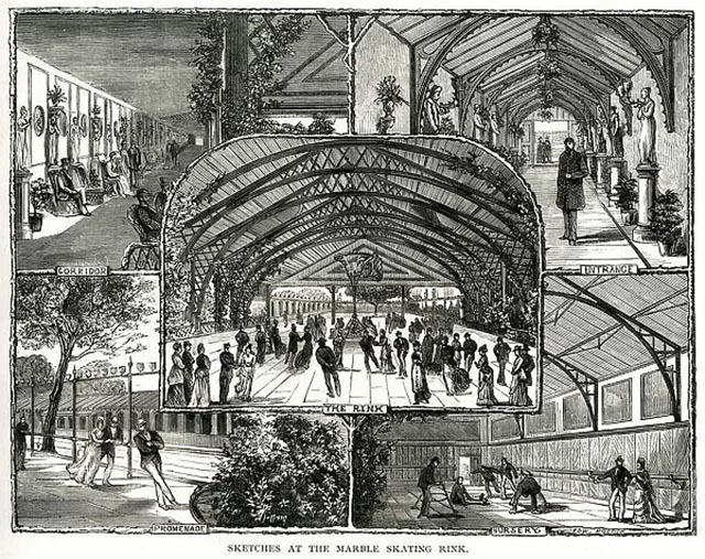 Un skating rink avec sol en marbre à Clapham Road (Londres)