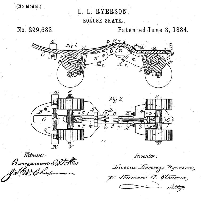 Le brevet de patin à roulettes de Lucius Lorenzo Ryerson
