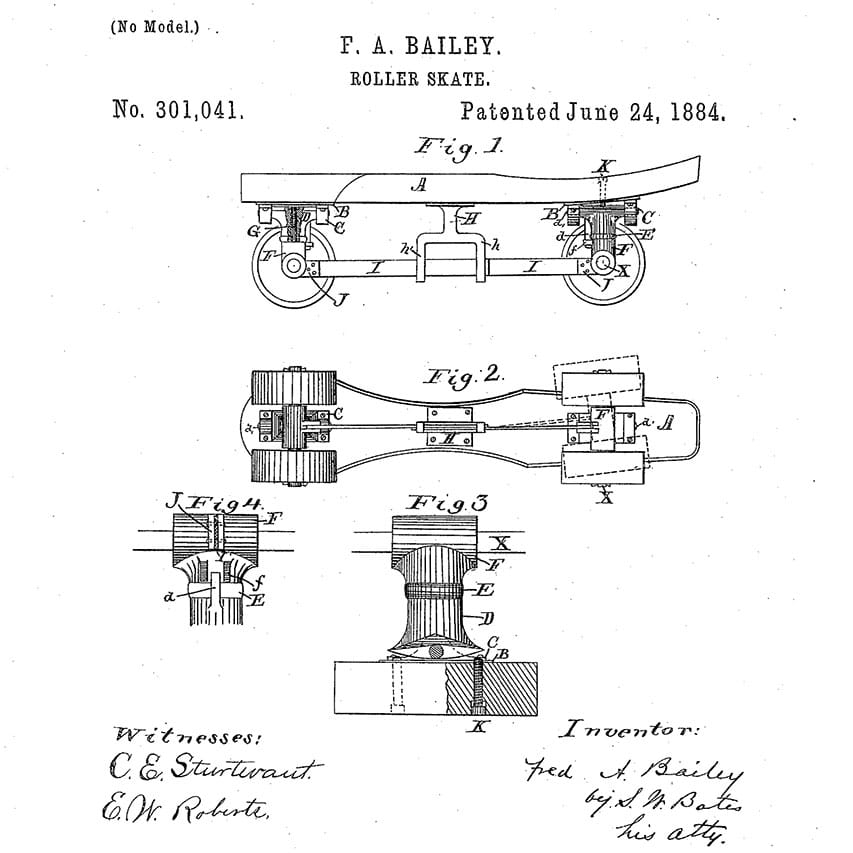 Le brevet de patin à barre flexible de Fred Bailey