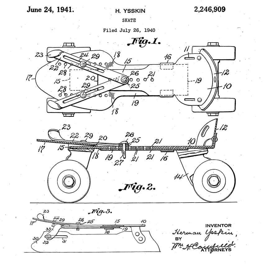 Le brevet de patin réglable de Herman Ysskin