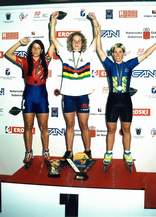 Podium du championnat du monde roller course 1998