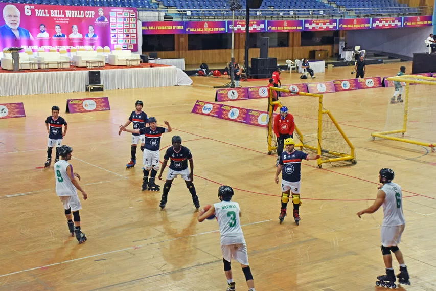 Action lors de la Coupe du Monde de Roll Ball 2023