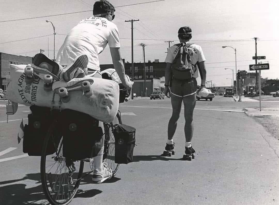Départ de la traversée des Etats-Unis en patins à roulettes