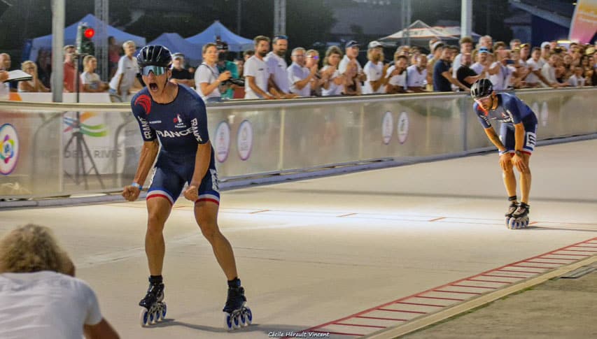 Arrivée de la course à éliminations pour Timothy Loubineaud