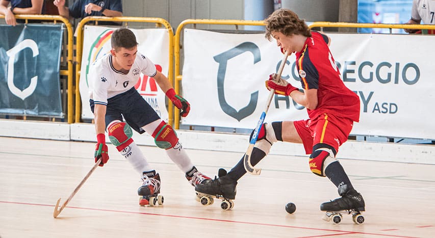 Finale Portugal Espagne au championnat d'Europe U17 rink hockey 2023