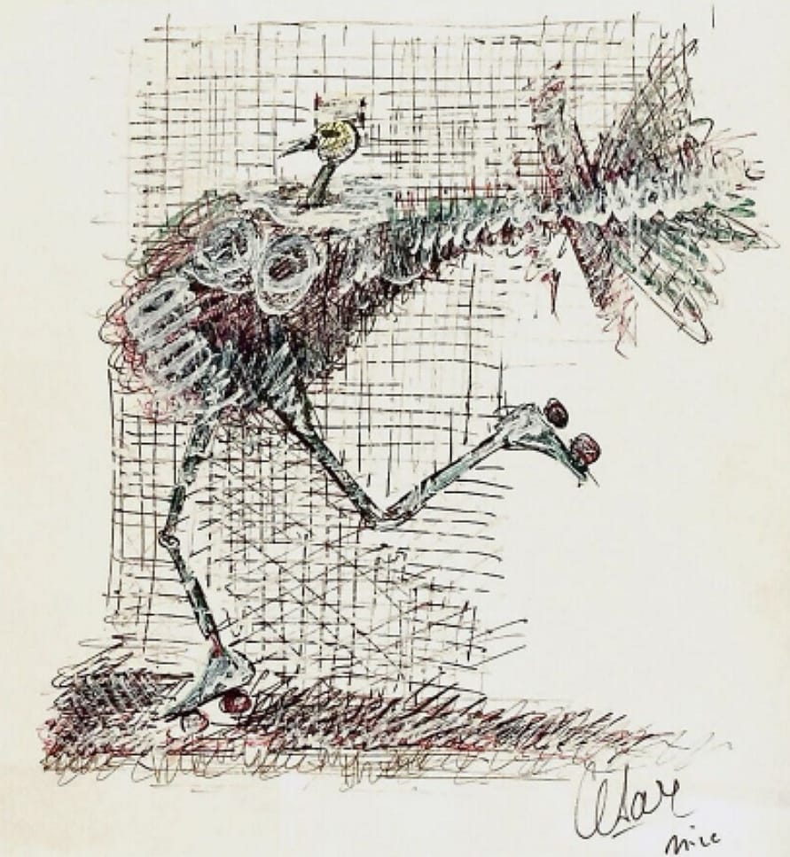 Poulette sur patins à roulettes chez Drouot