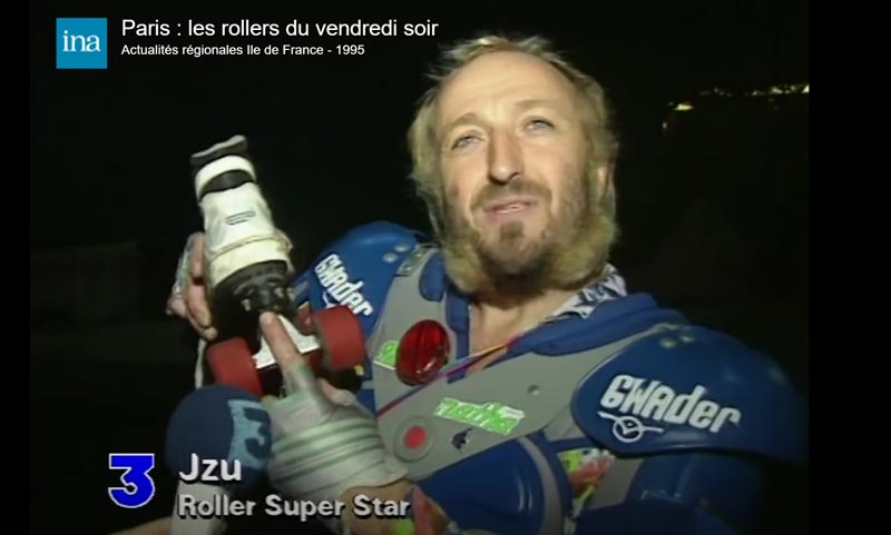 Le célèbre quadeur Gzu à la randonnée roller du vendredi soir en 1995