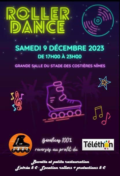 Soirée roller disco Téléthon 2023 à Nîmes (30)