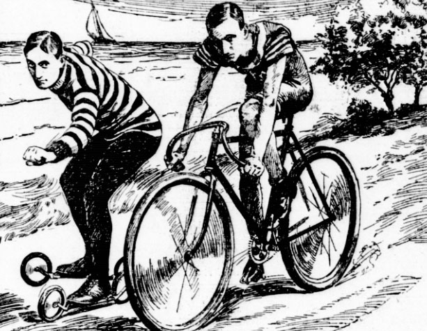 Earle Reynolds bat un vélo avec ses patins-cycles