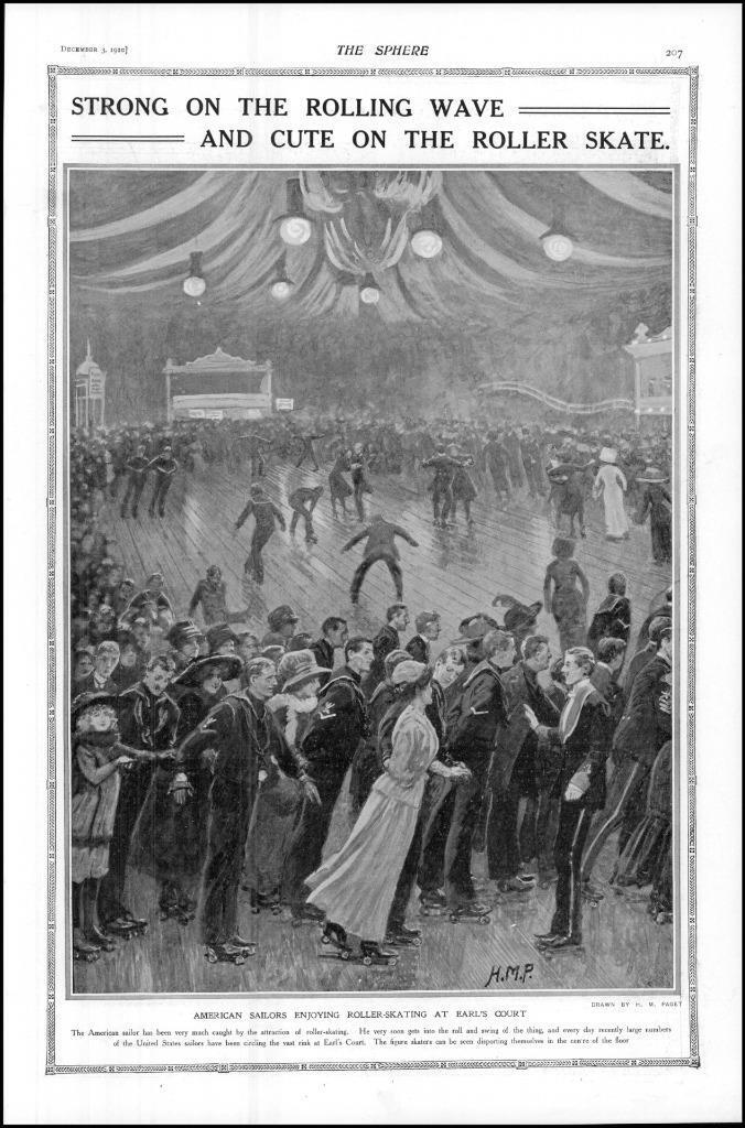Des matelots américains au Skating Rink Earls Court le 3 décembre 1910