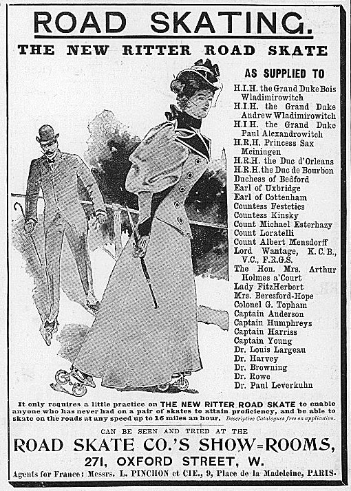 Publicité Ritter Road Skates du 20 mars 1897 dans le Illustrated London News