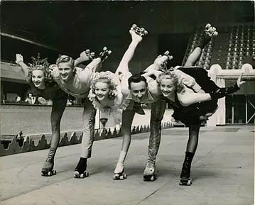 Eileen McDonnell, Douglas Breniser, Gloria Nord, Normal Latin et Peggy Wallace à Londre en 1948