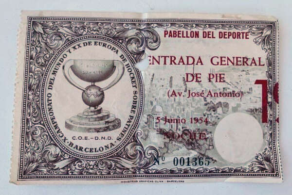 Billet du championnat du monde de rink hockey 1954