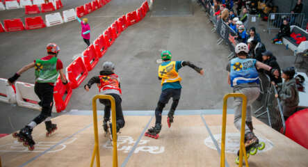 Départ du skatecross au Caen BMX Indoor 2024