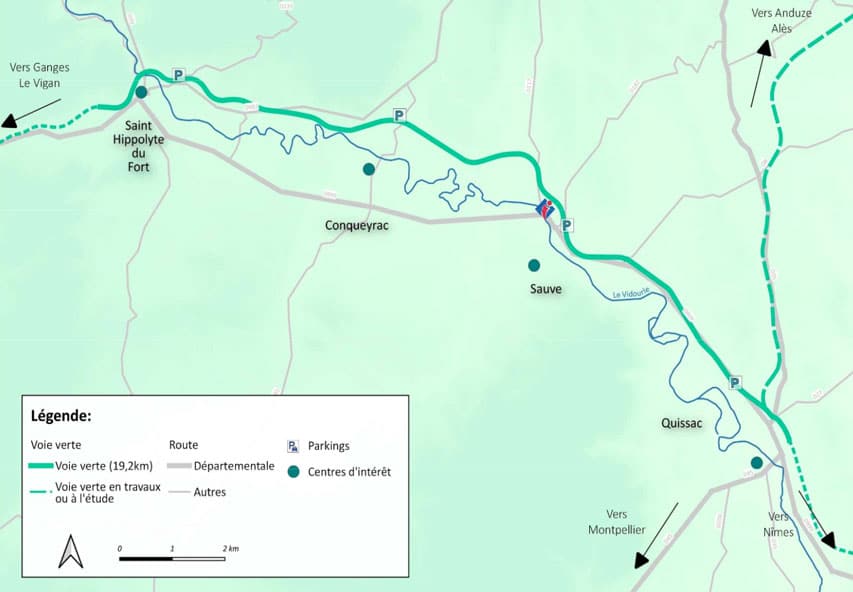 Voie verte de Quissac à Ganges en passant par Saint-Hippolyte-du-Fort