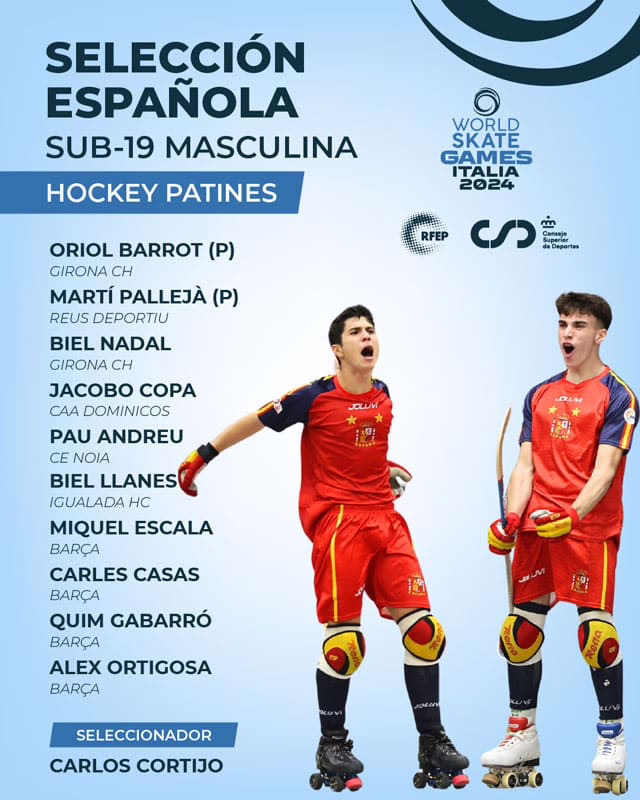 L&rsquo;équipe d&rsquo;Espagne rink hockey U19 aux World Skate Games 2024