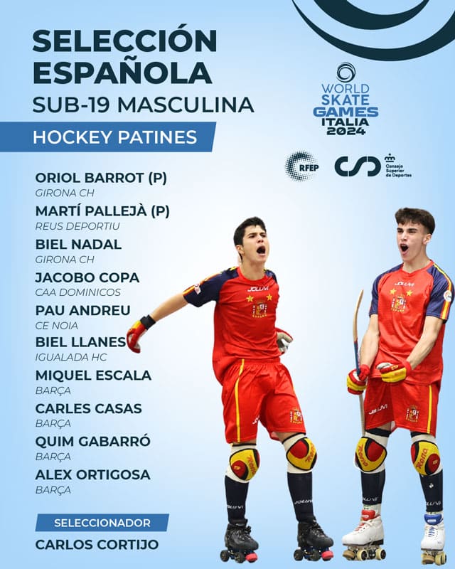 L’équipe d’Espagne rink hockey U19 aux World Skate Games 2024