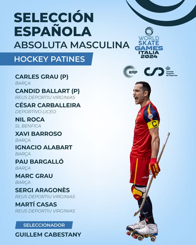L’équipe d’Espagne seniors hommes de rink hockey 2024
