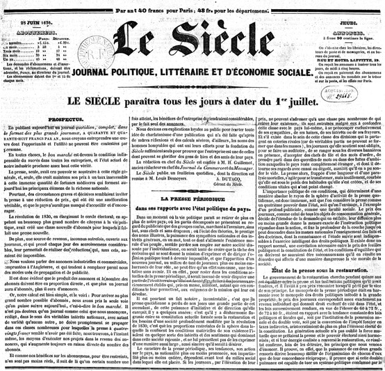 Un poème dans les colonnes du Siècle