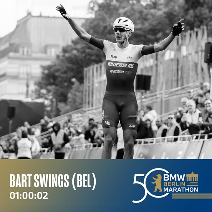 Bart Swings, vainqueur du marathon roller de Berlin 2024