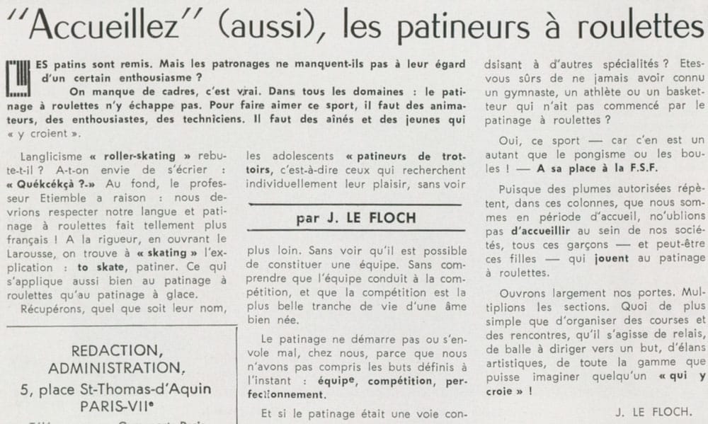 Le patinage à roulettes dans le journal Les Jeunes