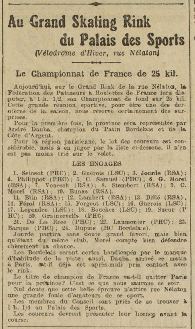 Championnat de France du 25 km 1914 à Paris