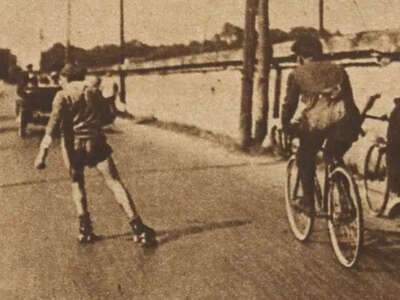 Course de patin à roulettes au flambeau Bordeaux Arcachon 1929