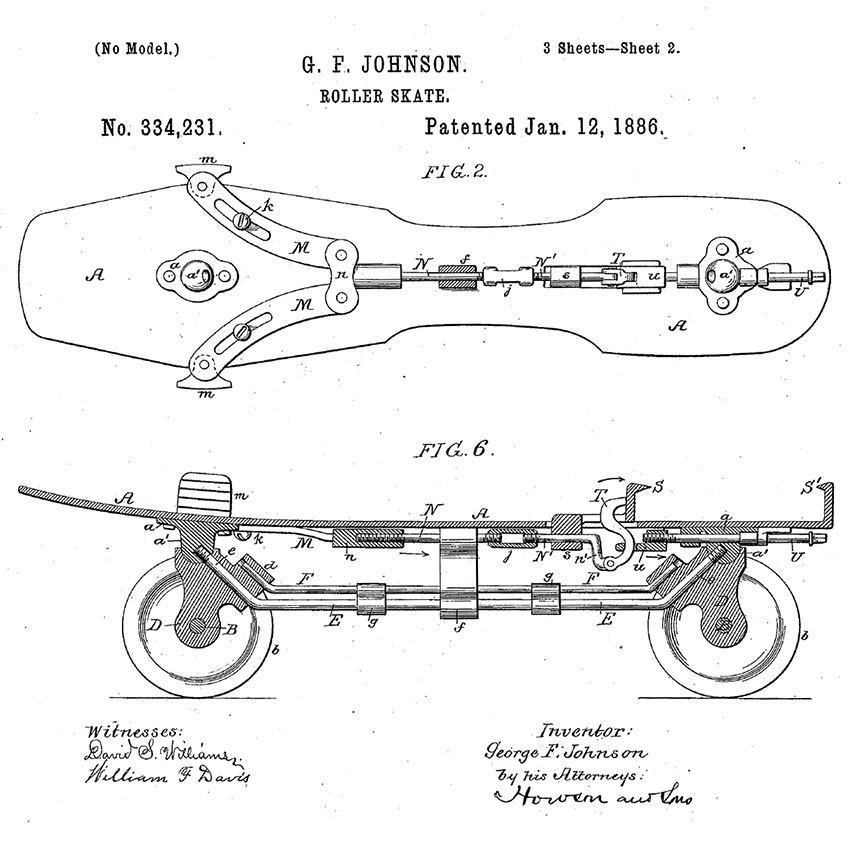 Le brevet de patin à mâchoires de George F. Johnson (USA)