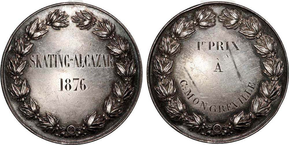 Médaille décernée par le Skating Alcazar au nom de C. Mongreville