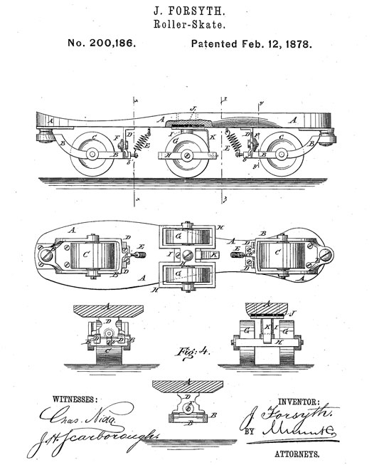 Le brevet de patin de James Forsyth (Etats-Unis)