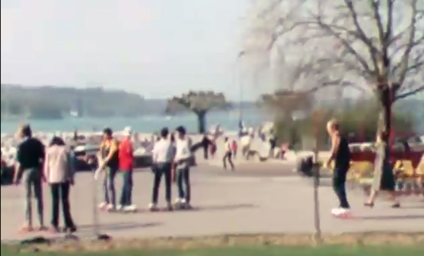 Roller au bord du lac Léman à Genève en 1980