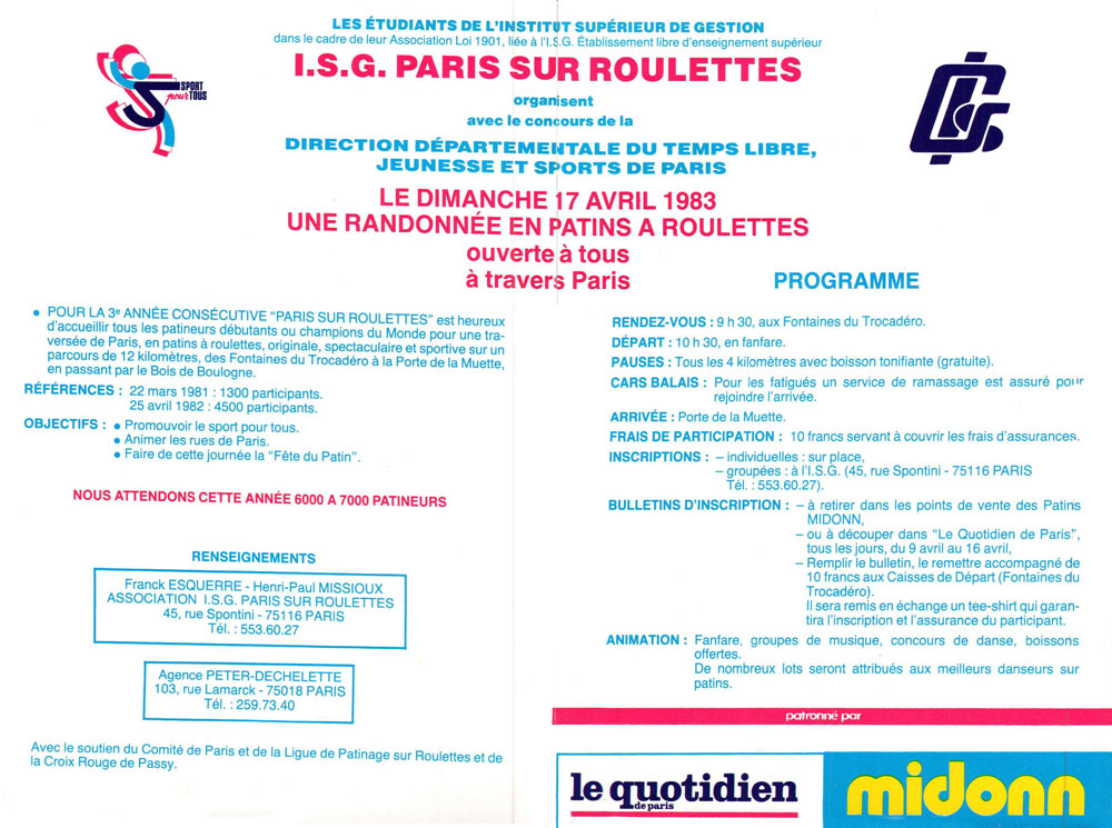 Plaquette de Paris sur Roulettes 1983