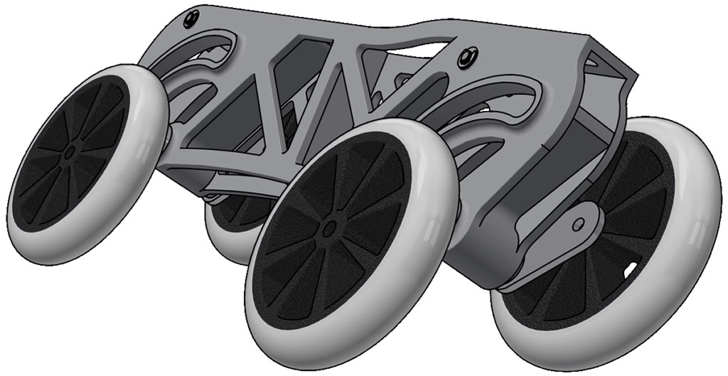 Vue 3D du châssis OTM Skates en mouvement