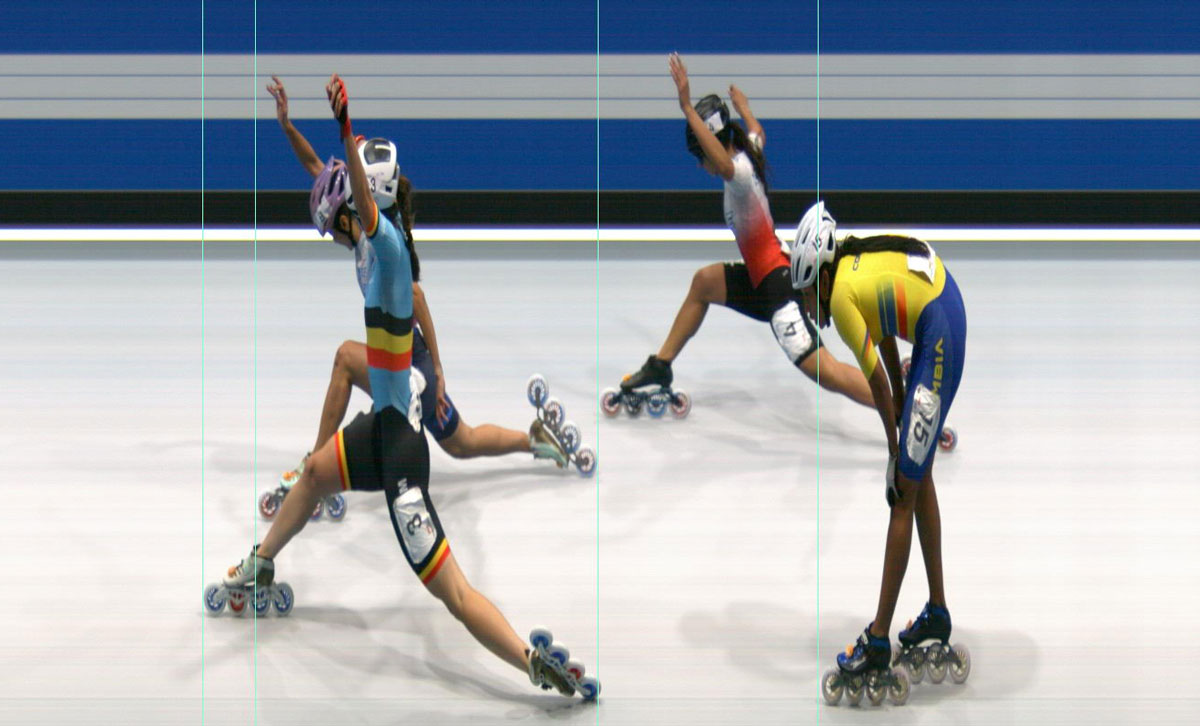 Photo finish de la finale A des 500 m piste femmes aux World Games 2025