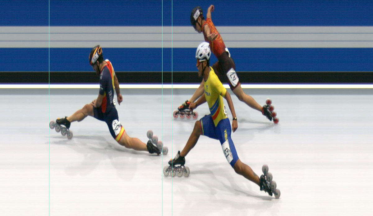 Photo finish de la finale A des 500 m piste hommes aux World Games 2025