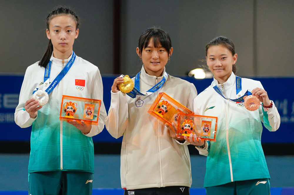 Podium femmes des épreuves de slalom vitesse des World Games 2025