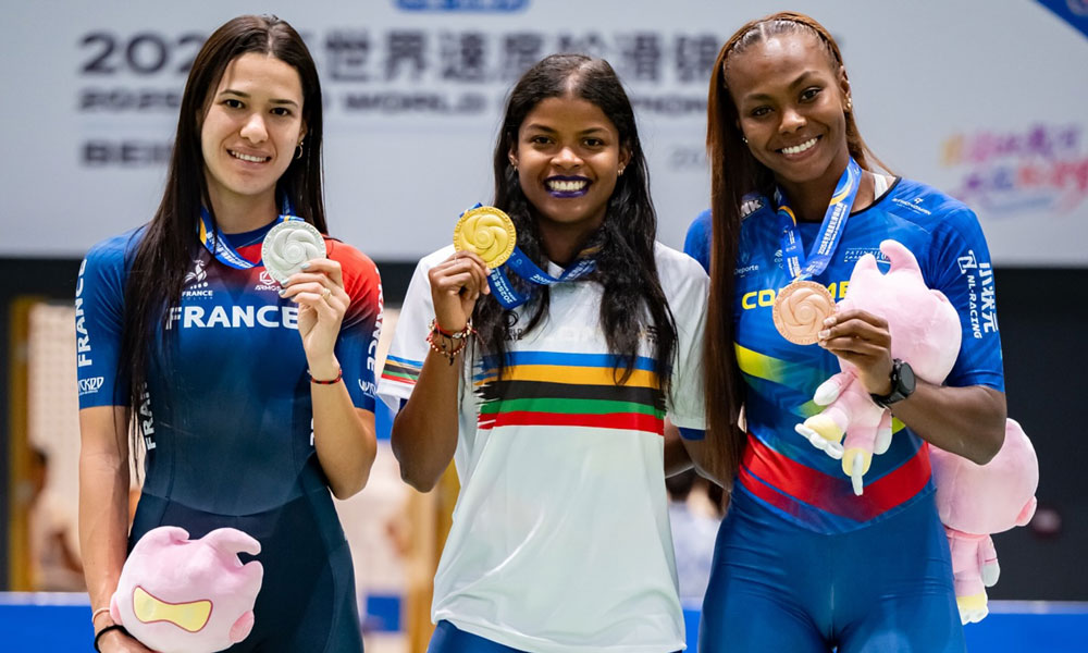 Podium du 100 m senior femme au championnat du monde roller course 2025