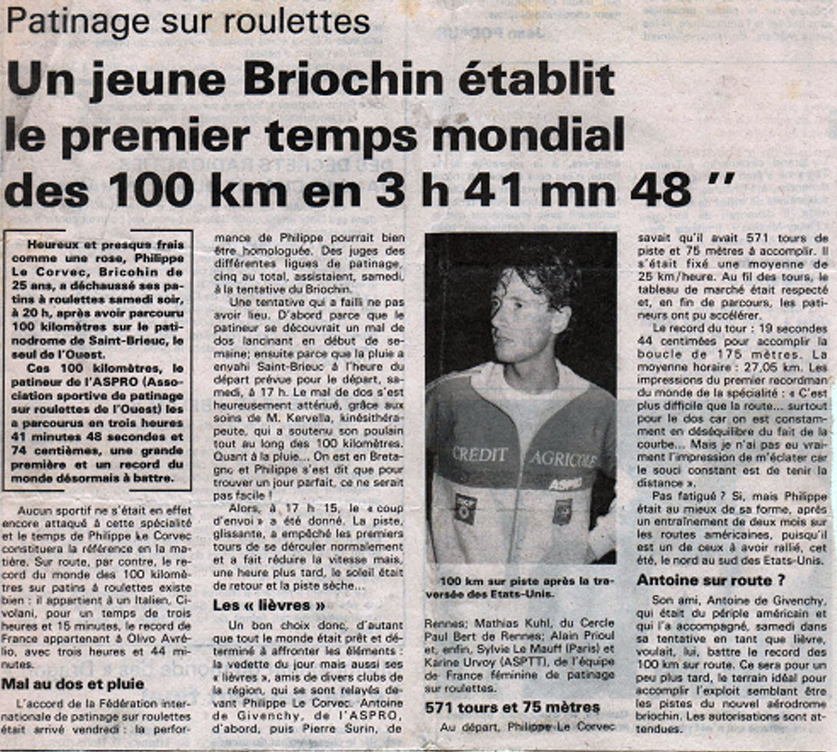 Article sur la performance de Philippe Le Corvec (source : Ouest France ou Télégramme)
