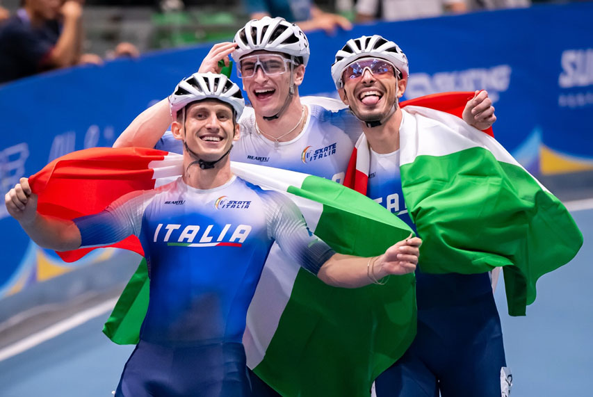 L'Italie remporte le 3000 m relais senior homme au championnat du monde de roller course 2025