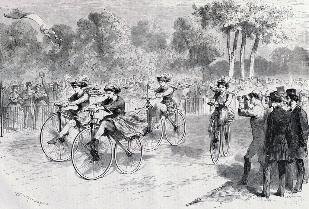 Des courses de vélocipèdes de femmes aux Etats-Unis dans les années 1880