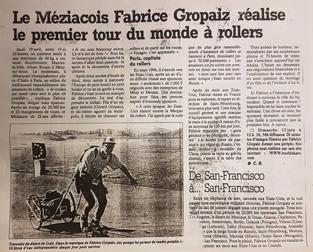 Coupure de presse française sur Fabrice Gropaiz