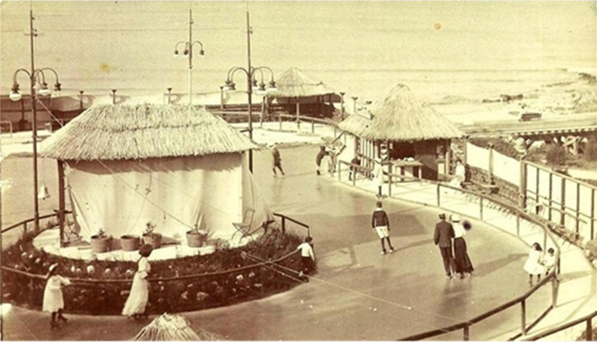 Un roller skating-rink au Humwood Beach Hôtel de Port Elizabeth à la fin du XIXe siècle