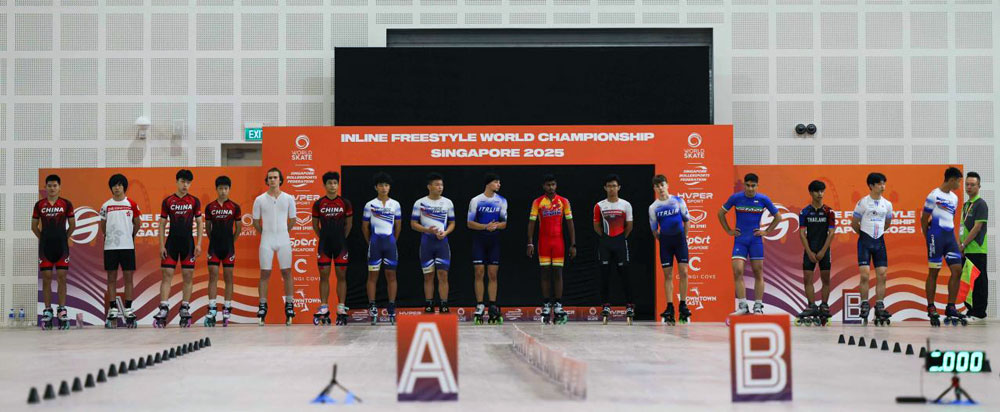 Patineurs de slalom vitesse au championnat du monde de roller freestyle 2025