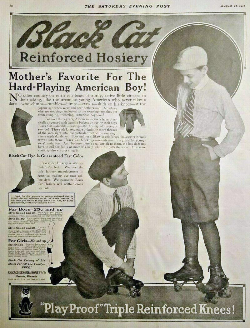Vêtements renforcés Black Cat le 26 août 1916 dans le Saturday Evening Post