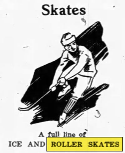 Publicité pour un distributeurs de patins à roulettes - The Tipton County Argus, vendredi 21 août 1857, page 10.
