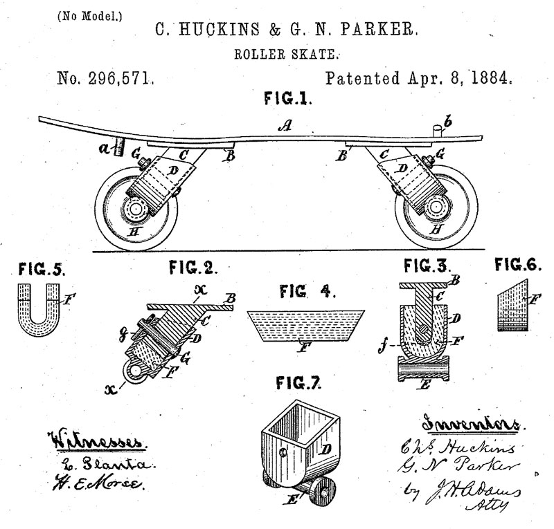 Le brevet de Charles Huckins et George N. Parker, du 8 avril 1884 (brevet n° 296,571)