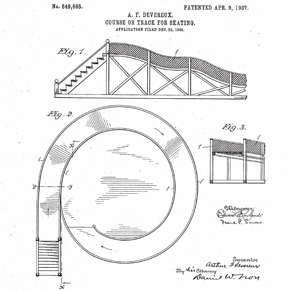 Brevet une piste de patinage à roulettes ondulée (USA)