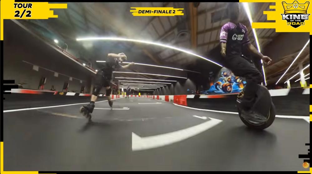 Ioannis Pyrovolou en aigle royal sur la ligne d'arrivée de la demi-finale